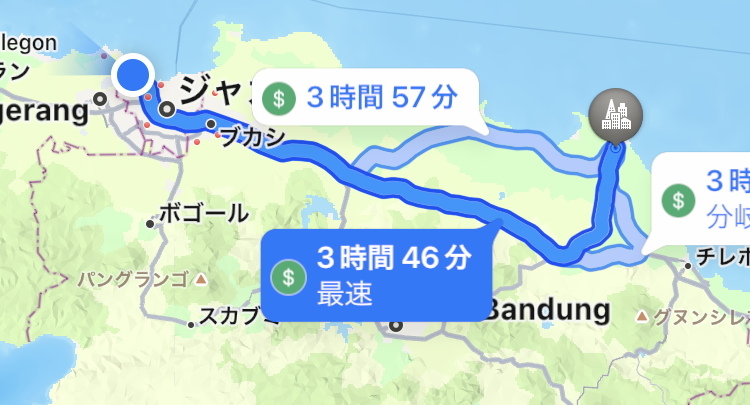 インドラマユまで車で3時間46分